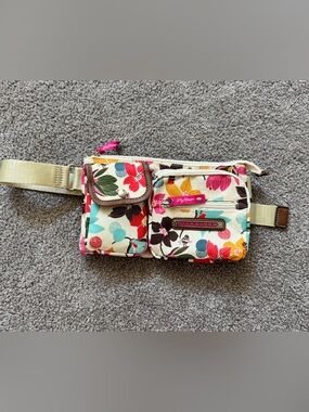 Lily Bloom Cream Floral Crossbody Organizer with Pink & Turquoise Accents